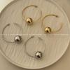 Pendientes de bola circular grande chapados en oro de 18 quilates con estilo europeo y americano, estilo hip hop, con personalidad exagerada, con aguja de plata para mujer