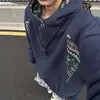 Sudadera con capucha rígida American Cleanfit para hombre Marca de tendencia Diseño Estilo étnico Empalme Cuello alto Pulóver atractivo