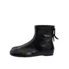 Versão em couro bovino~Botas de dedo dividido de nicho coreano, botas de salto escondido curtas, zíper traseiro, sola plana, botas Martin, botas femininas emagrecedoras