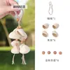 Colgante de bolsa con llavero de cuentas de madera hechas a mano con cáscara de fruta natural estilo bosque, colgante artístico, paquete de material para manualidades, venta al por mayor