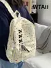Mochila de Lunares de Alto Valor Estético para Adolescentes, Estilo Ins de Nicho con Lazo, Gran Capacidad, Ligera, Escolar