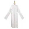 Bata Hanfu estilo Ming de cuello redondo con forro interior, nuevo modelo blanco