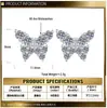 Pendientes de plata de ley S925 con moissanita para mujer, diseño de mariposa, estilo dulce de princesa, lujo ligero, simples y exquisitos, adecuados para el uso diario