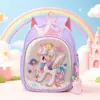 Bolsa para Niñas Linda Mochila de Jardín de Infancia Dibujos Animados Unicornio Sirena Transpirable Protección para Hombros Mochila para Niña Pequeña