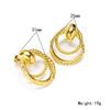 Brincos irregulares INS europeus e americanos da moda com fivela de anel duplo de gota de óleo, brincos simples de aço titânio 18k de alta qualidade para mulheres