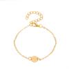 Pulseira Fina de Ouro com 26 Letras Inglesas ABCDEFGHIJKLMNOPQRSTUVWXYZ Pulseira Redonda com Marca Gravada