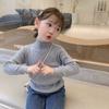 Suéter para Niña 2025 Otoño e Invierno Nuevo Elegante de Cuello Alto Medio Suéter de Punto Color Sólido Ropa Interior para Niños