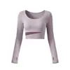 Conjunto de Ropa Deportiva para Mujer de Bloques de Color, Corto, Manga Larga, Cintura Alta, para Yoga y Ejercicio, Ropa de Fitness Elástica