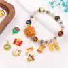 DIY frisado pulseira colar buraco contas tridimensionais banhado a cobre 18K ouro real estilo chinês pingente de gota de ouro antigo