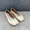 Zapatos de Punta Dividida de Nicho para Mujer Verano Tabi Herradura Piel de Cabra Piel Suave Patas de Cerdo Cuero Genuino Zapatos Planos de Ballet Boca Baja Planos