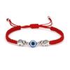 Pulsera Ajustable Hecha a Mano con Cuerda Roja Ojo Turco Ojo Azul Doble Cuenta Nuevo Modelo Más Vendido Transfronterizo Cuentas al por Mayor Tamaño Palma