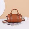 Bolso de Mano de Cuero Genuino para Mujer 2026 Nuevo de Moda Bolso Cruzado de Piel de Vaca Aceitada y Encerada Bolso para Mujer Bolso Boston texturizado tipo almohada Bolso de Hombro Único