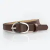 Cinturón Mujer Delgado Cuero PU Ecológico Simple Combinable Estilo Coreano Casual Hebilla Ovalada Hebilla de Pin Cinturón de Mujer Decorativo Cinturón para Pantalones