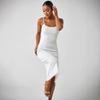 Vestido Chaleco de Punto Blanco Transfronterizo Europeo y Americano Sin Mangas Sexy Ajustado Calado Amor Oreja de Madera Lateral Abertura Falda para Mujer