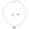 Juego de Joyería Cdd Lazo Completo de Diamante Collar y Pendientes Set de Dos Piezas con Circonita Dulces Accesorios de Moda Fábrica de Origen
