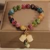Nuevo Pulsera de Turmalina Colorida Ins Nicho Colgante Orquídea Suzuki Pulsera Ruyi de Cristal para Regalo de Novia