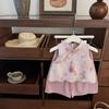 Conjunto de Verão para Meninas Bebê Estiloso Infantil Tendência Estilo Chinês Botões Colete Cheongsam Hanfu Calças de Perna Larga