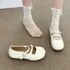 Sapatilhas Femininas Tendência de Salto Baixo para Primavera e Outono 2026, Novos Sapatos Mary Jane Planos de Couro, Mocassins Antiderrapantes de Solado Macio, Super Populares