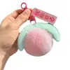 Peluche de imitación de conejo Rex Melocotón te hace feliz llavero de coche colgante de fruta bola de peluche linda adornos para bolsa regalo de Año Nuevo