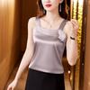 Camisola de Satén para Mujer Diseño Verano 2024 Nicho Ropa Exterior Top sin Mangas con Aspecto Adelgazante Camisa Básica Trbottomy