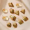 Pendientes de Clip Retro Europeo y Americano con Estampado de Leopardo, Triángulo Geométrico de Esmalte, Corazón, Pendientes de Moda con Sentido del Diseño para Mujer