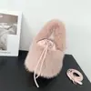 2023 nuevo estilo bolso cubo portátil de pelo sintético de zorro correa peluda bolso bandolera color macarrón dulce simple