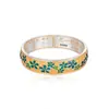Una Nueva Versión Ancha del Pulsera Flor de Ciruelo con Esmalte Dorado y Plata Pura 9999 Apertura Amplia Pulsera Sólida Hecha a Mano Flor de Ciruelo