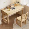Juego de escritorio y silla para estudio de madera maciza, diseñado para estudiantes, con un estilo moderno y minimalista, adecuado para niños, estudiantes de primaria y estudiantes de secundaria