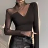 Imagem Oficial, Preço Real: Camiseta Feminina com Gola Alta Meia-Altura, Toque de Algodão, Manga Longa, Novo Estilo Primavera e Outono, Malha Slim Fit Camada Interna Camisa Base Top
