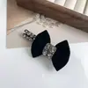 Nuevo Pasador de Pelo Negro con Lentejuelas de Diamante y Terciopelo, Moda para Flequillo y Lateral