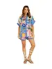 D9741 Amazon Moda Femenina Popular Europea y Americana Casual Combinación Perfecta Posicionamiento Estampado Cardigan Camisa Pantalones Cortos Traje