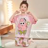 Pijama de Algodón Puro para Niñas, Verano para Niños, Delgado, Manga Corta, Conjunto de Dos Piezas para Bebé, Niñas Grandes, Ropa de Casa para Padres e Hijos