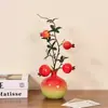 Enfeites Festivos, Vaso de Cerâmica com Frutas Romã Simuladas, Enfeites para Arranjo de Flores, Vaso Criativo de Nicho de Alto Padrão, Enfeites de Cerâmica