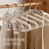 Conjunto de cabide de esponja integrado para uso doméstico, antiderrapante, sem marcas, adequado para dormitórios, Hanfu, saias JK e cabide multifuncional para calças com presilhas