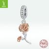 Colgante de plata Ziyun con forma de rosa galvanizada, ideal para el Día de San Valentín, con cuentas de plata S925 BSC422