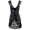 Vestido Lencero Ajustado Sexy Seductor de Escote en V Profundo que Ceñe la Cintura con Encaje Patchwork, Conjunto de Vestido de Color Puro con Lazo en un Estilo Prohibido