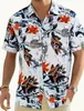 Camisa ligera y transpirable de manga corta, top floral holgado para hombre, camisa casual de alta gama sedosa y con caída de manga corta para hombre