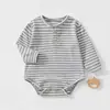 Body de Bebê Estilo Outono Macacão de Bebê Roupas para Recém-Nascidos Macacãozinho de Bebê Listrado Ombro Aberto Body Classe A