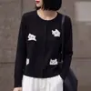 Cárdigan de punto bordado dulce y suave para mujer, nueva colección de otoño, cuello redondo, holgado, chaqueta ligera, suéter exterior