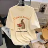 Camiseta Casual de Manga Curta de Algodão Puro Estilo Retrô Americano High Street Bf para Mulheres Verão 2025 Nova Solta Preguiçosa Versátil