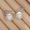 Pendientes de Zirconio Completo Super Brillantes para Zapatos de Tacón Alto 10mm Ganchos de Perla Elegantes de Gama Alta Versátiles Pendientes de Perla de Concha Venta al por Mayor