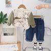 Traje de Primavera y Otoño para Niños 2025 Nuevo Suéter Infantil Moderno y Guapo para Niños Bebé de Dos Piezas a la Moda