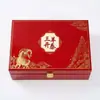 Caja de Regalo de Año Nuevo Sanyang Kaitai Personalización Caja de Regalo de Cuero Rojo Reunión Anual Corporativa Caja de Embalaje de Negocios Imprimir Logo