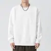 Camiseta de Color Sólido de Manga Larga para Hombre 2025 Casual Versátil Cuello Redondo Holgada Tendencia de Primavera y Otoño Atractiva Sudadera Elástica para Hombre