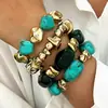 Moda Retrô Assimétrica Europeia e Americana Transfronteiriça Conjunto de Pulseiras de Resina Ccb Prata Quebrada com Contas Pulseira Maillard para Mulheres