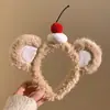 Diadema de Felpa con Estampado de Leopardo Rosa y Moño de Gatito para Mujer, Diadema Linda Versátil para Lavarse la Cara, Pasador, Tocado de Corona Alta