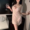 Lingerie Sexy, Pijama Sexy para Seios Pequenos, Uniforme, Estilo Puro Desejo Qqny Vestido de Noite com Suspensório de Bolinhas, Roupas para Mulheres
