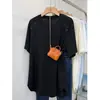Camiseta Cobertura Protetora Solar de Algodão Preguiçoso 200g para Mulheres com Costura Visível, Manga Curta Solta de Verão, Top de Algodão Levemente Transparente com Flocos de Neve