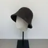 Sombrero de Pescador de Ganchillo Simple Japonés para Mujer Invierno Color Sólido Casual Cálido Sombrero de Cubo Temperamento Artístico Sombrero de Cubo de Moda