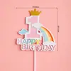 Balão Arco-Íris de Camada Dupla Feliz Aniversário Feliz Aniversário Decoração de Bolo Inserção Bandeira Colorida Inserção